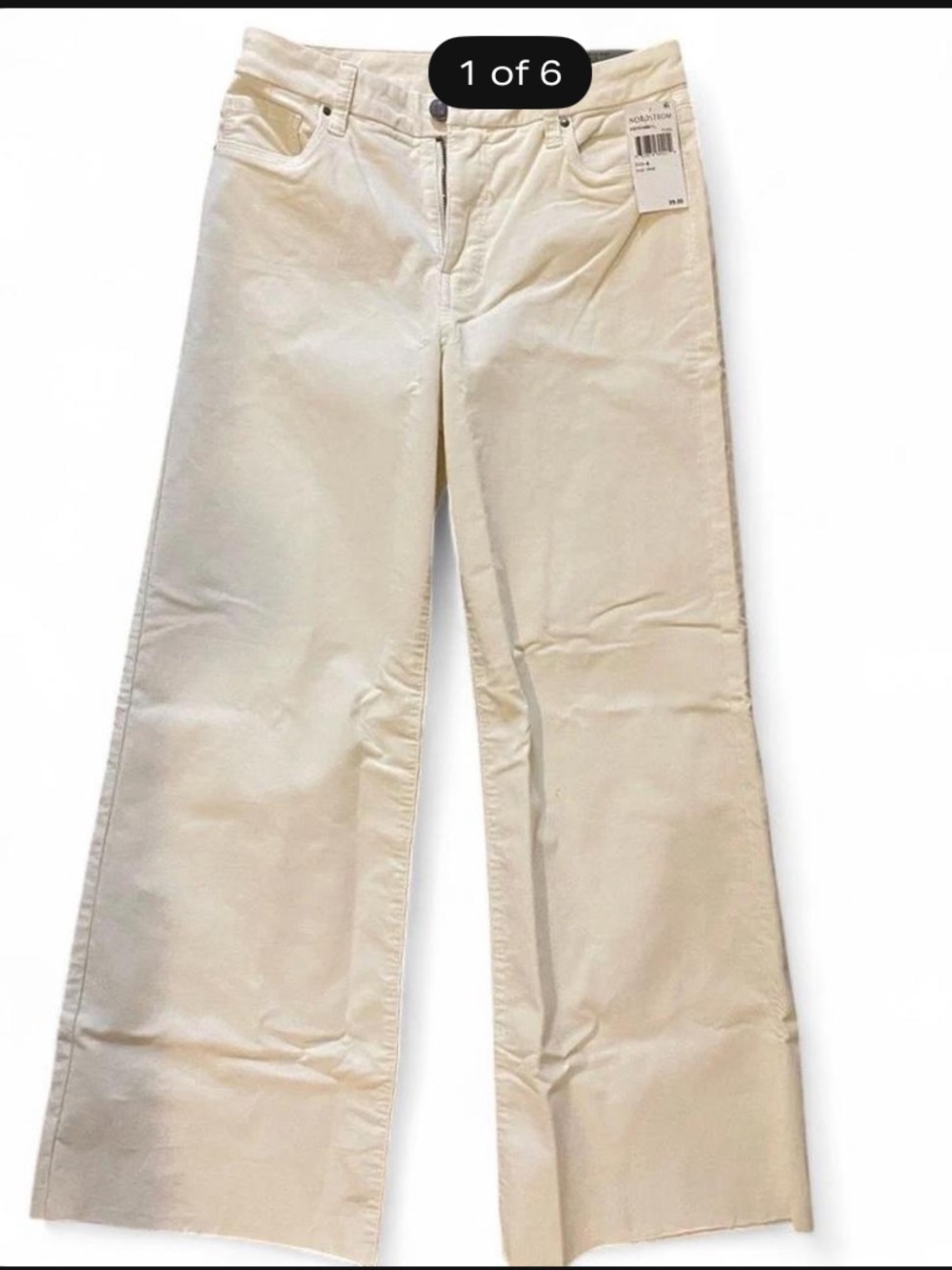 Kut From The Kloth Meg Fab AB Wide Leg High Rise Jeans white corduroy